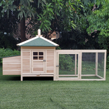 Outdoor Pine Chicken Coop with Nesting Box, PawHut, Natural