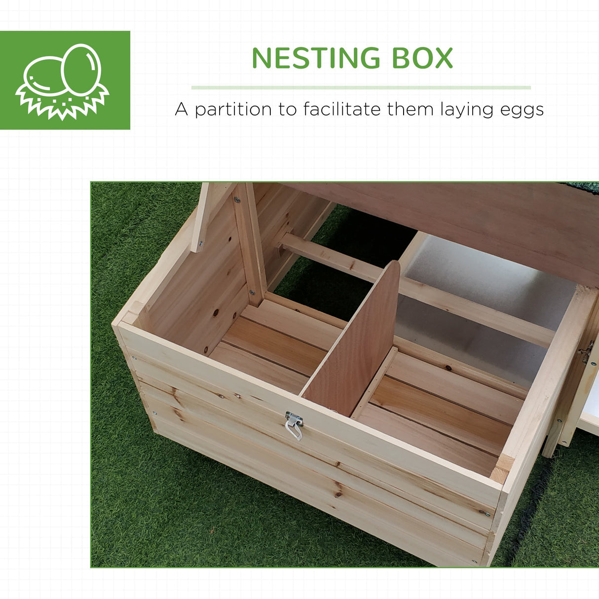Outdoor Pine Chicken Coop with Nesting Box, PawHut, Natural