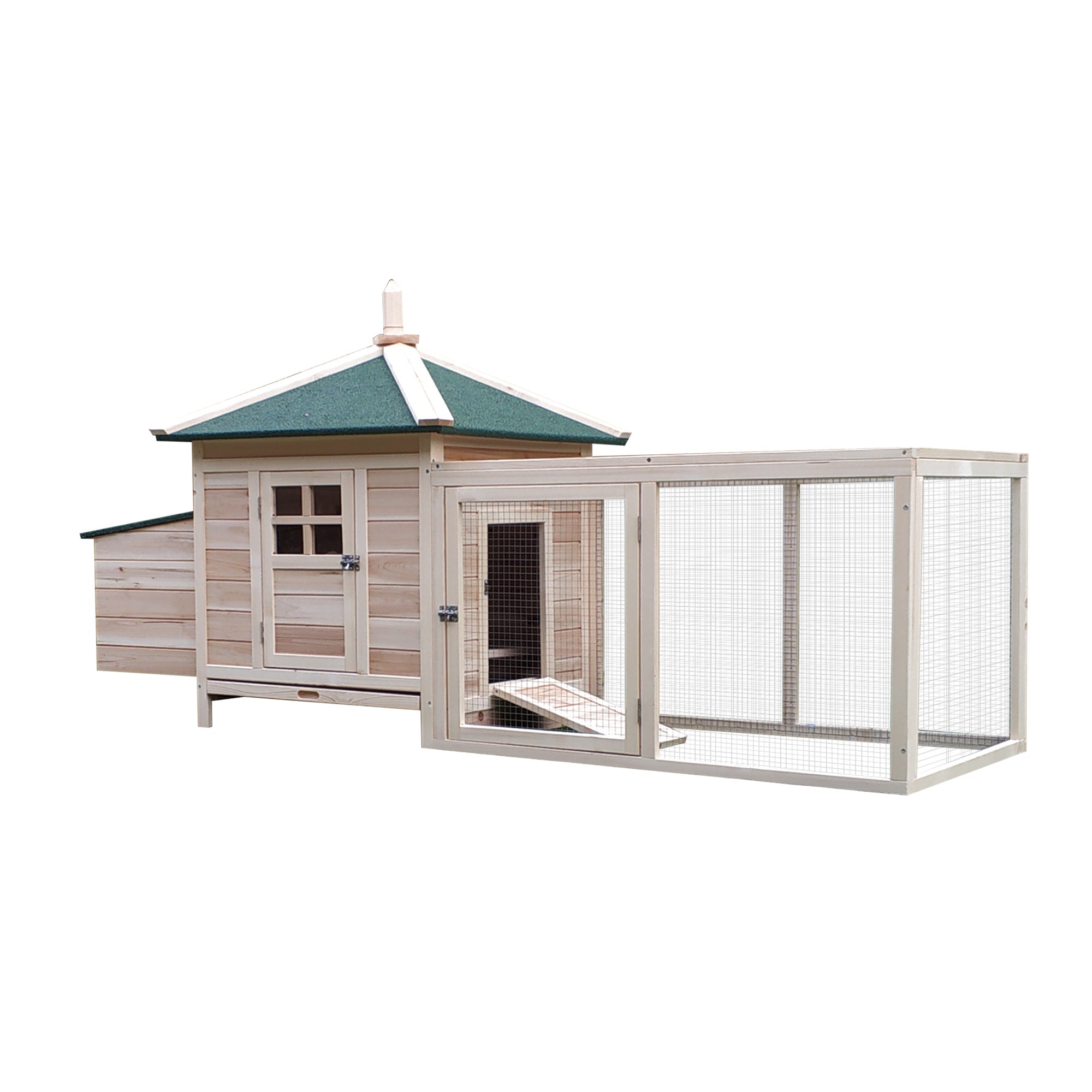 Outdoor Pine Chicken Coop with Nesting Box, PawHut, Natural