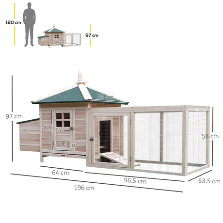 Outdoor Pine Chicken Coop with Nesting Box, PawHut, Natural