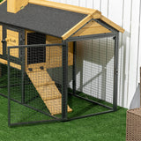 Outdoor Rabbit Hutch, with Run, Removable Tray, Asphalt Roof, 120 x 55.5 x 80cm, PawHut,