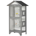 Outdoor Wooden Finch & Canary Bird Cage with Asphalt Roof, PawHut, Grey