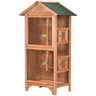 Outdoor Wooden Finch & Canary Bird Cage with Asphalt Roof, PawHut, Orange