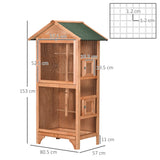 Outdoor Wooden Finch & Canary Bird Cage with Asphalt Roof, PawHut, Orange
