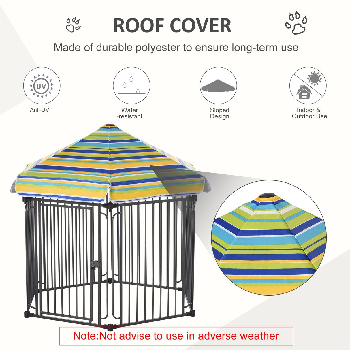 Outdoor/Indoor Durable Pet Playpen with Weather-Resistant Roof, PawHut,