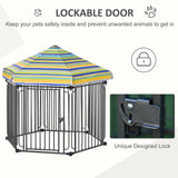 Outdoor/Indoor Durable Pet Playpen with Weather-Resistant Roof, PawHut,