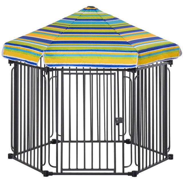 Outdoor/Indoor Durable Pet Playpen with Weather-Resistant Roof, PawHut,