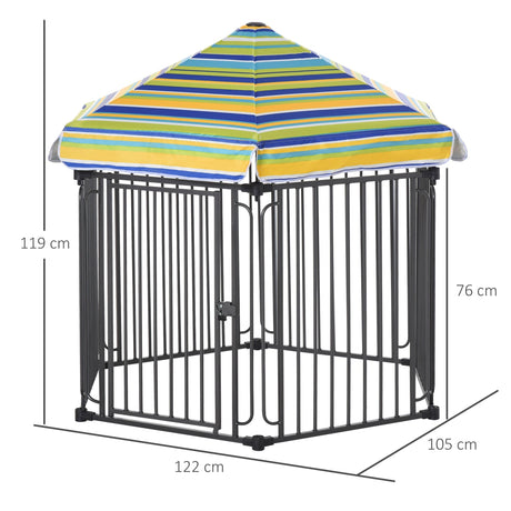 Outdoor/Indoor Durable Pet Playpen with Weather-Resistant Roof, PawHut,