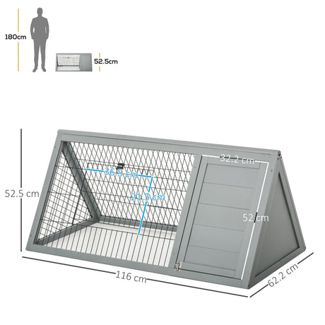 Outside Triangle Shaped Wooden Protective Pet House w/ Ventilating Wire, Grey, PawHut,