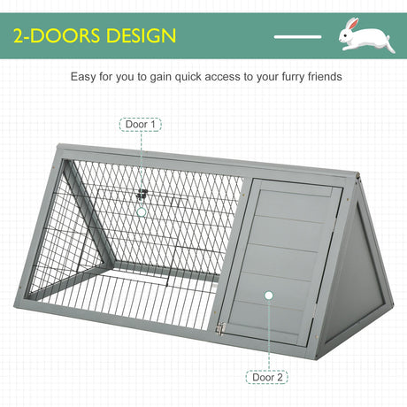 Outside Triangle Shaped Wooden Protective Pet House w/ Ventilating Wire, Grey, PawHut,