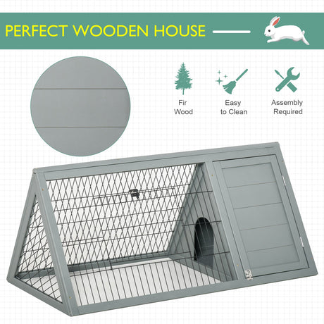 Outside Triangle Shaped Wooden Protective Pet House w/ Ventilating Wire, Grey, PawHut,