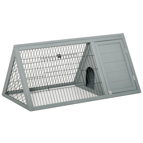 Outside Triangle Shaped Wooden Protective Pet House w/ Ventilating Wire, Grey, PawHut,