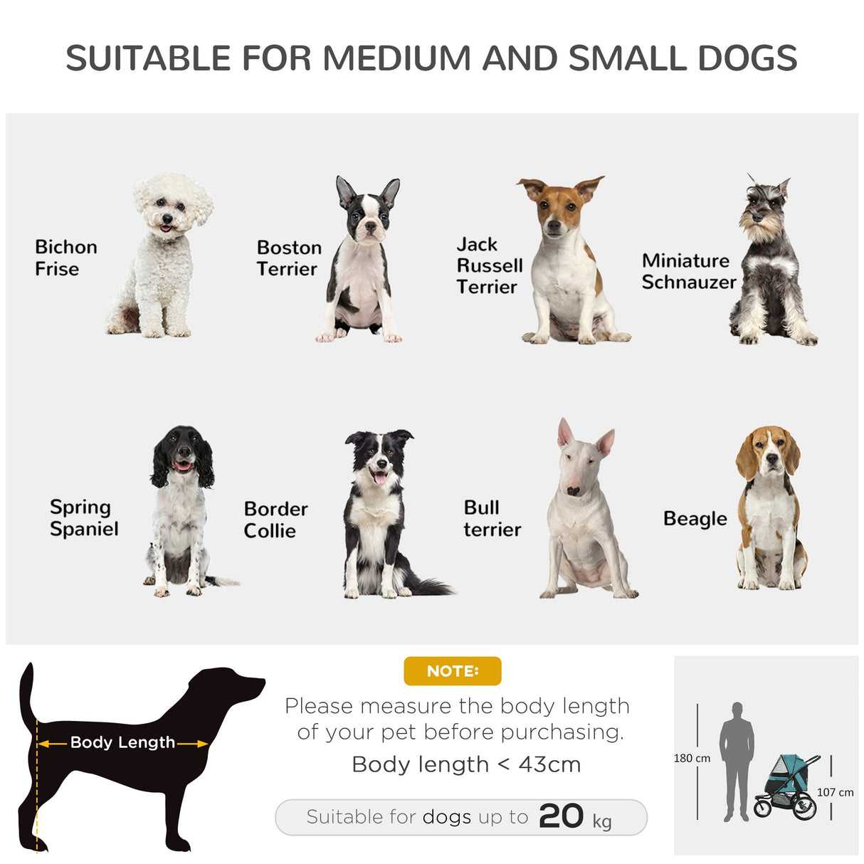 Three-Wheel Foldable Pet Stroller for Small/Medium Dogs, PawHut, Green
