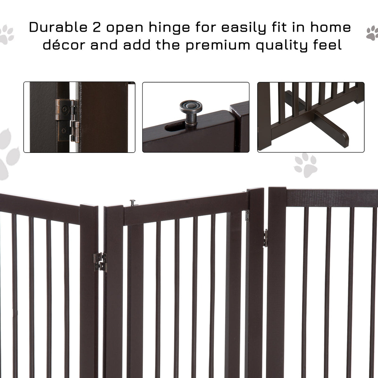 PawHutPet Gates MDF Freestanding Expandable Dog Gate Wood Doorway Pet Barrier Fence w/ Latched Door Brown, PawHut,