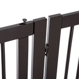 PawHutPet Gates MDF Freestanding Expandable Dog Gate Wood Doorway Pet Barrier Fence w/ Latched Door Brown, PawHut,