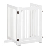 PawHutPet Gates MDF Freestanding Expandable Dog Gate Wood Doorway Pet Barrier Fence w/ Latched Door White, PawHut,