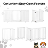 PawHutPet Gates MDF Freestanding Expandable Dog Gate Wood Doorway Pet Barrier Fence w/ Latched Door White, PawHut,