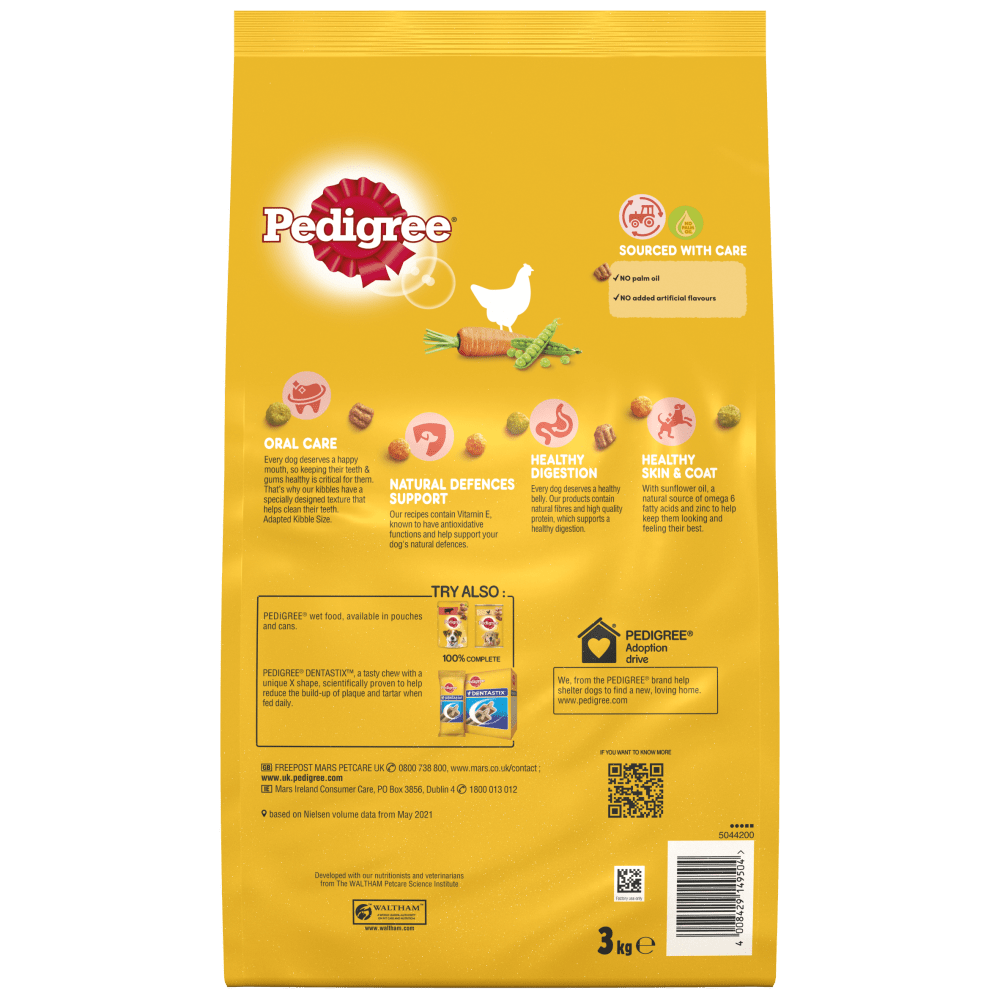 Pedigree Dry Complete Adult Small Dog Chicken and Vegetables 3x3kg, Pedigree,