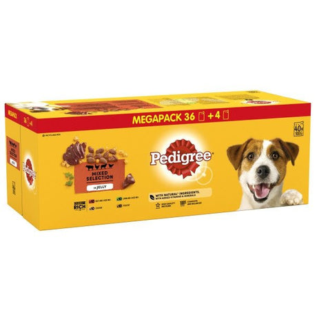 Pedigree Mixed Selection Adult in Jelly Pouches Mega Pack 40 for 36 x 100g, Pedigree,