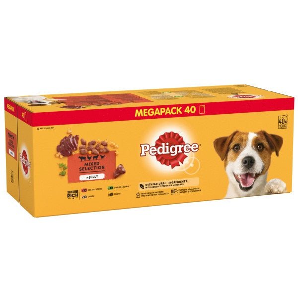 Pedigree Pouch Beef Chicken Lamb Poultry in Jelly 40 x 100g Mega Pack, Pedigree,