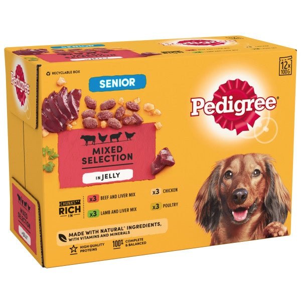 Pedigree Pouch Senior Chunks in Jelly 4x (12x100g), Pedigree,