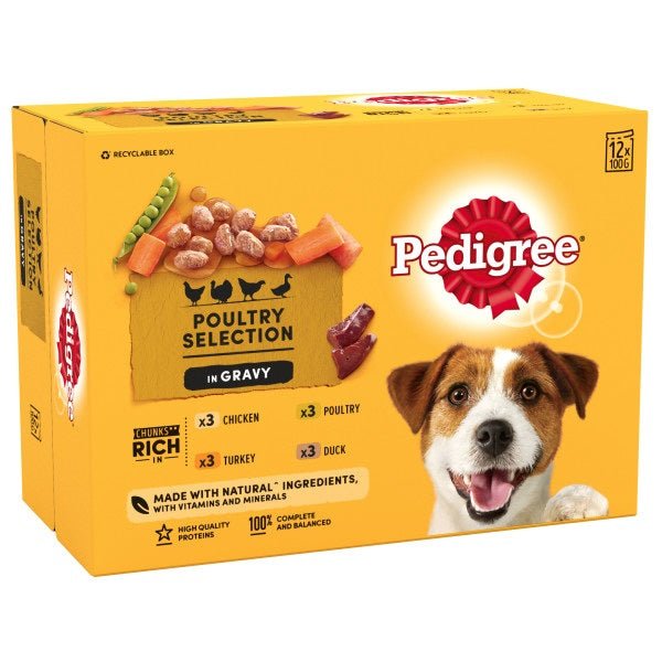 Pedigree Poultry Selection Adult in Gravy Pouches 4 x 12 x 100g, Pedigree,