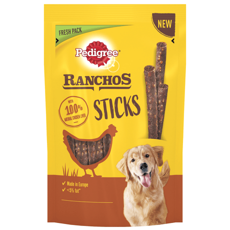 Pedigree Ranchos Sticks with Chicken Liver Dog Treats 10 x 60g, Pedigree,
