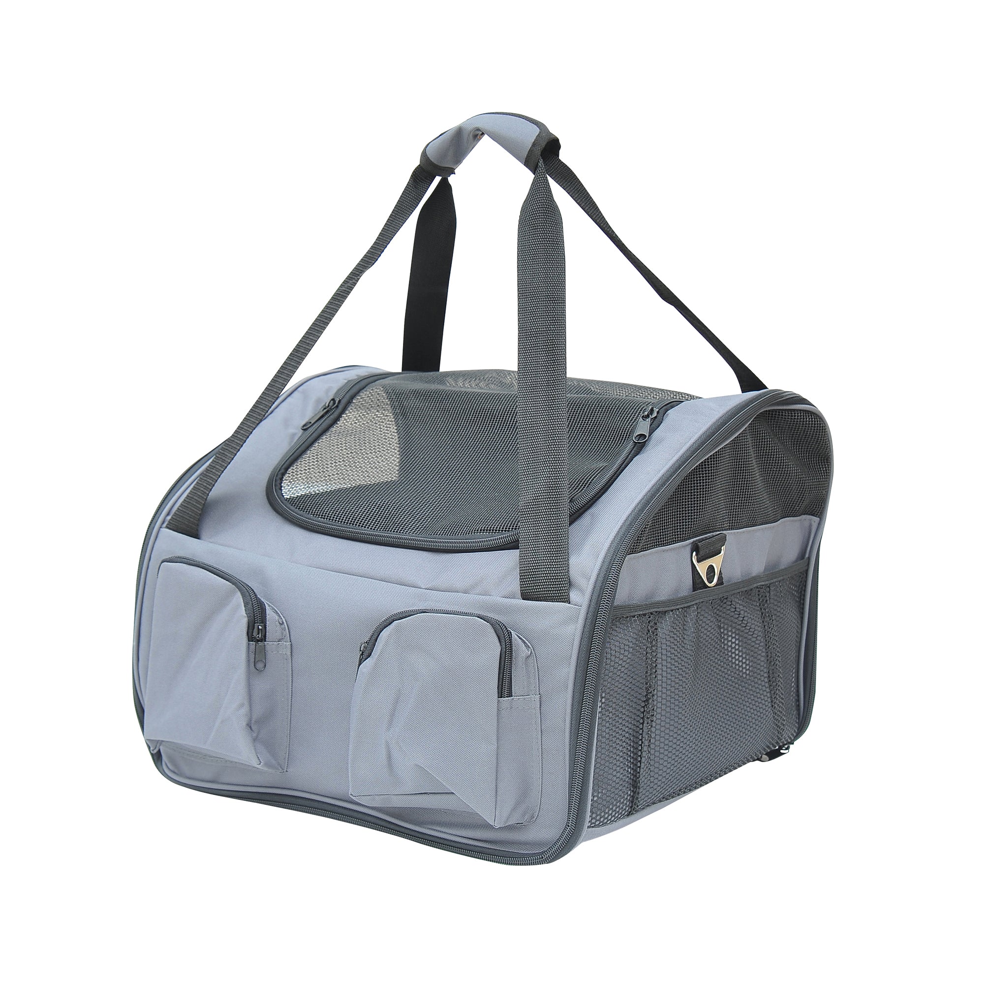 Pet Carrier Folding Bag with Mesh Windows, 41 x 34 x 30 cm, Grey, PawHut,