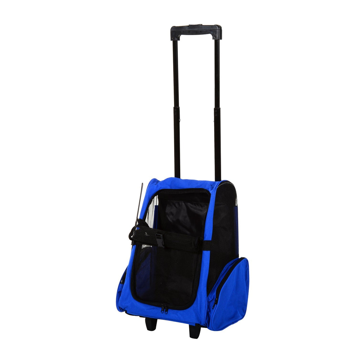 Pet Carrier Travel Backpack For Cats or Dogs with Trolley and Telescopic Handle, PawHut, Blue