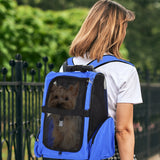 Pet Carrier Travel Backpack For Cats or Dogs with Trolley and Telescopic Handle, PawHut, Blue