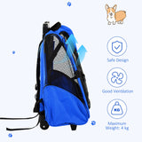 Pet Carrier Travel Backpack For Cats or Dogs with Trolley and Telescopic Handle, PawHut, Blue