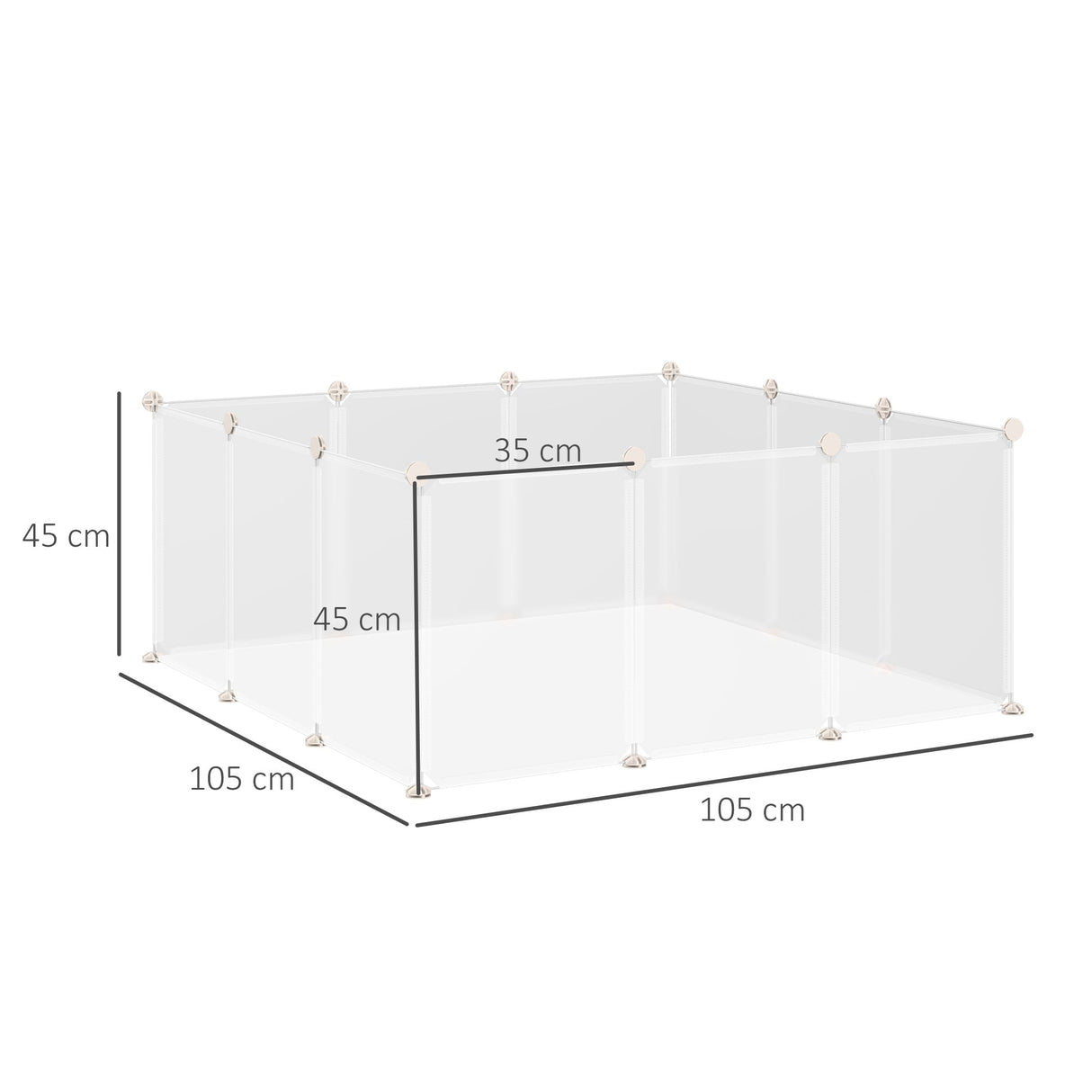 Pet Playpen for Small Animals, Portable Plastic Fence 12 Panels for Rabbits, Chinchilla, Guinea Pig, PawHut,