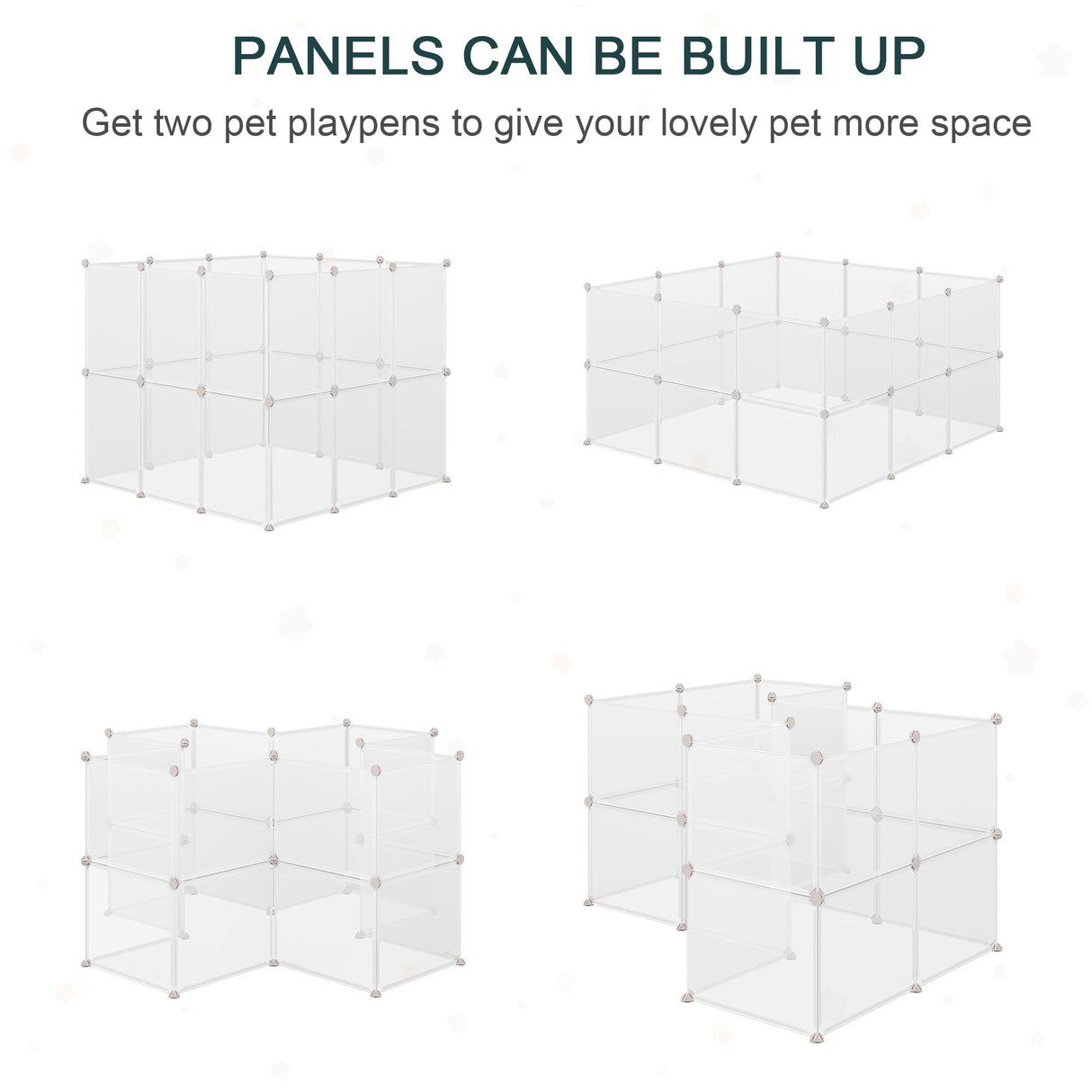 Pet Playpen for Small Animals, Portable Plastic Fence 12 Panels for Rabbits, Chinchilla, Guinea Pig, PawHut,
