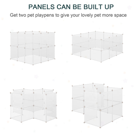 Pet Playpen for Small Animals, Portable Plastic Fence 12 Panels for Rabbits, Chinchilla, Guinea Pig, PawHut,