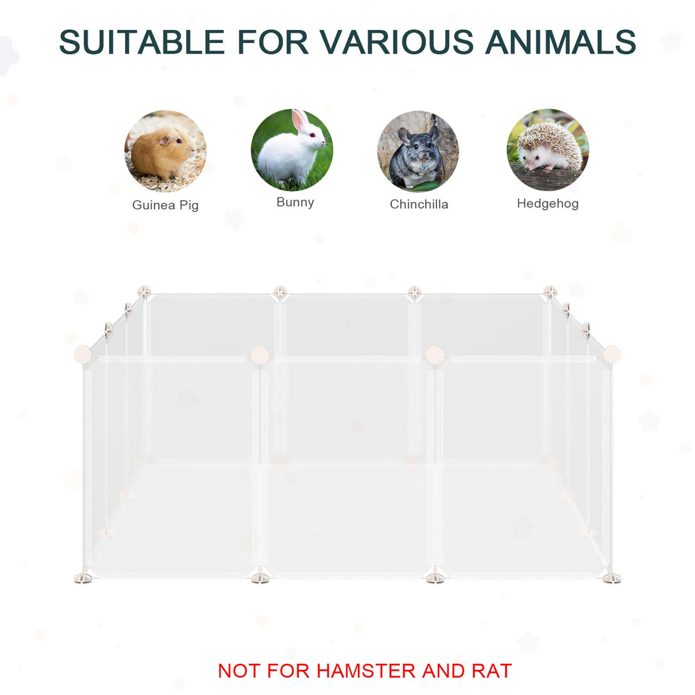 Pet Playpen for Small Animals, Portable Plastic Fence 12 Panels for Rabbits, Chinchilla, Guinea Pig, PawHut,