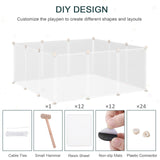 Pet Playpen for Small Animals, Portable Plastic Fence 12 Panels for Rabbits, Chinchilla, Guinea Pig, PawHut,