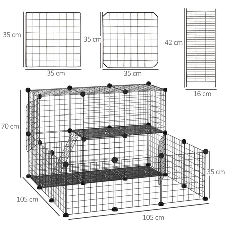 Pet Playpen w/ Door Customisable Fence for Guinea Pigs Chinchillas Hedgehogs - Black, PawHut,