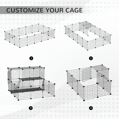 Pet Playpen w/ Door Customisable Fence for Guinea Pigs Chinchillas Hedgehogs - Black, PawHut,