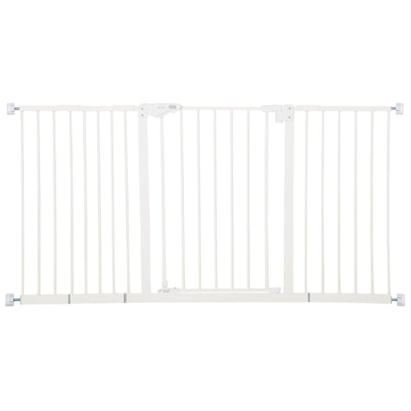 Pet Safety Gate Dog Barrier for Doorways, Corridors, Staircases with Three Extensions and Adjustable Screws, PawHut, Black