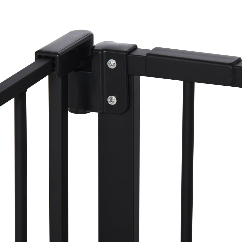 Pet Safety Gate Dog Barrier for Doorways, Corridors, Staircases with Three Extensions and Adjustable Screws, PawHut, Black