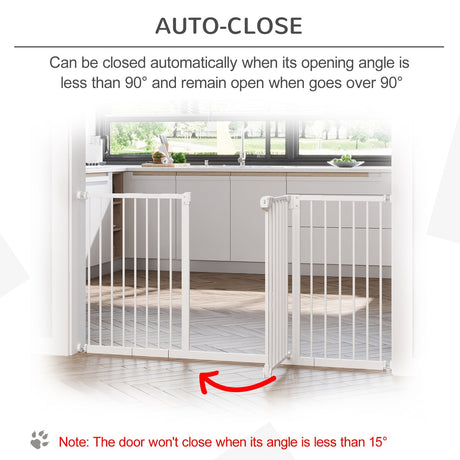 Pet Safety Gate Dog Barrier for Doorways, Corridors, Staircases with Three Extensions and Adjustable Screws, PawHut, Black