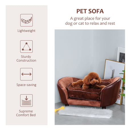 Pet Sofa Dog Couch, with Cushion, for Cats or Small Dogs, PawHut,