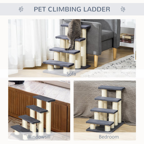 Pet Stairs 4 Steps Older Animal Climb Ladder, PawHut,