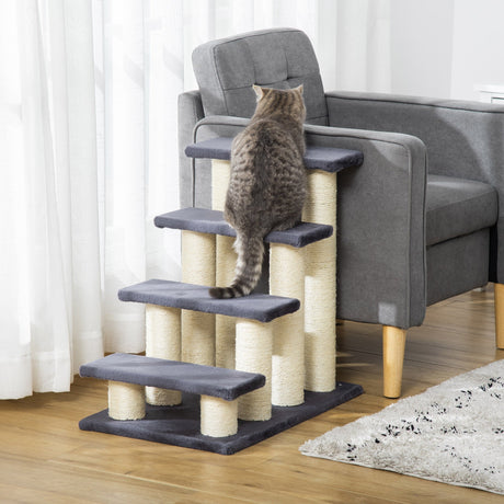 Pet Stairs 4 Steps Older Animal Climb Ladder, PawHut,