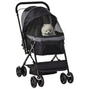 Pet Stroller for Dogs/Cats: Reversible Handle & Folding Design, PawHut, Black