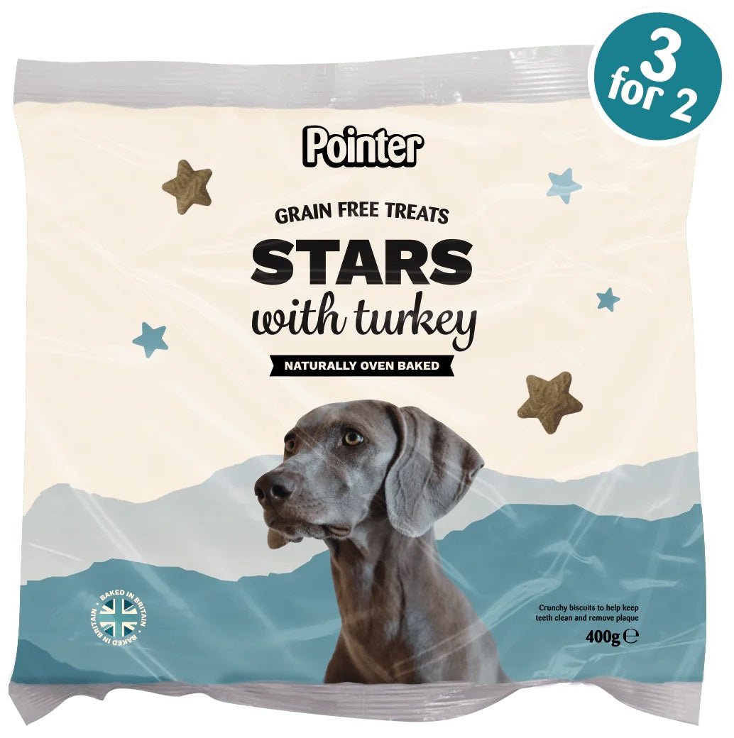 Pointer Stars with Turkey Grain Free Dog Treats 6 x 400g, Pointer,