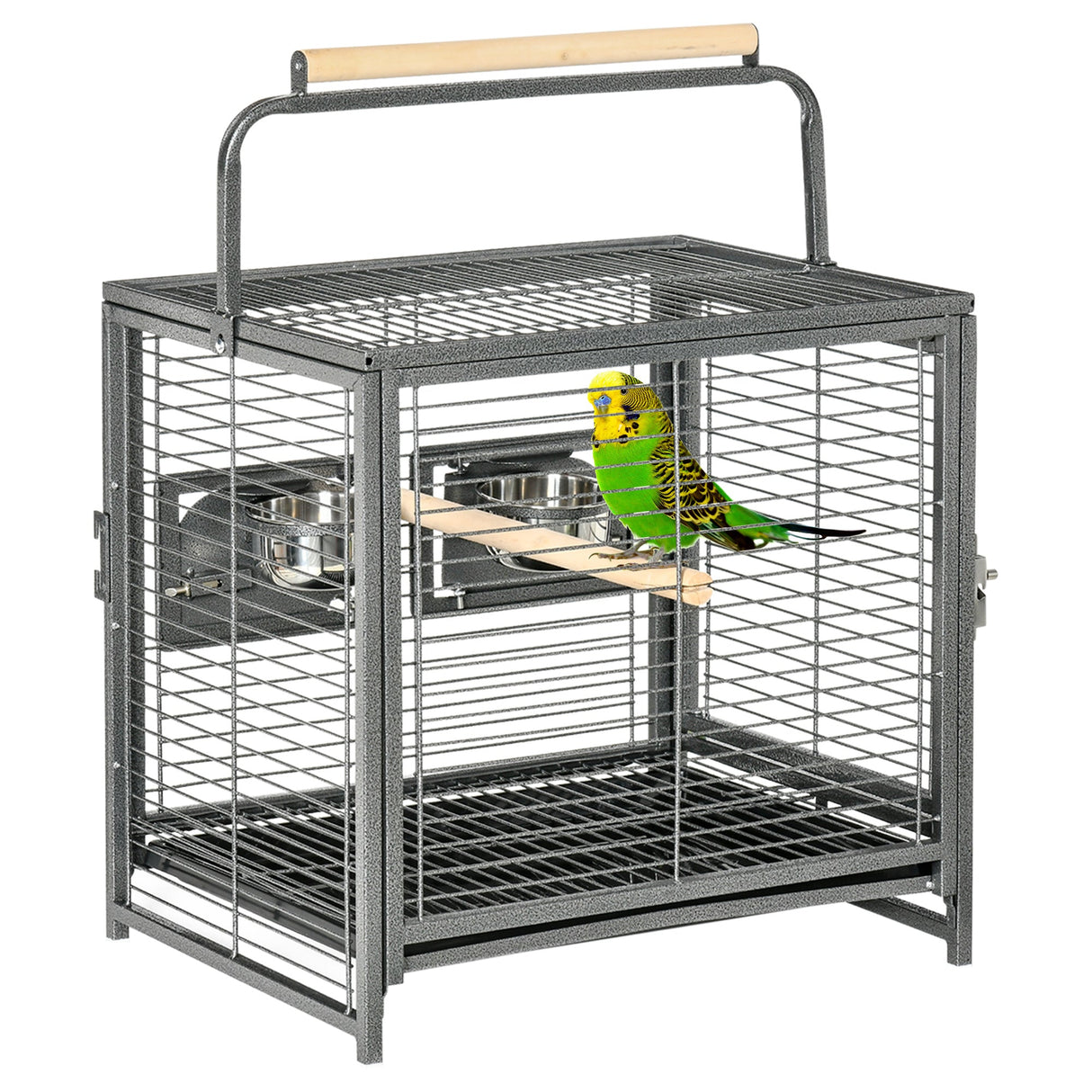 Portable Parrot Travel Cage with Handle & Accessories, PawHut,