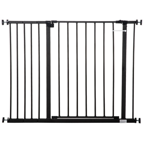 Pressure Fitted Pet Dog Safety Gate Metal Fence Extending 76-107cm Wide, PawHut, White