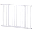 Pressure Fitted Pet Dog Safety Gate Metal Fence Extending 76-107cm Wide, PawHut, White