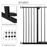 Pressure Fitted Pet Dog Safety Gate Metal Fence Extending 76-107cm Wide, PawHut, White